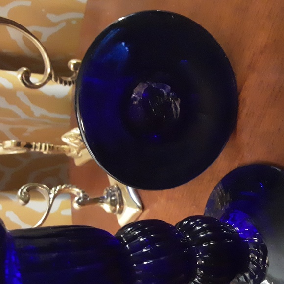 Vintage Cobalt Blue Glass Candle Holders - Picture 4 of 4